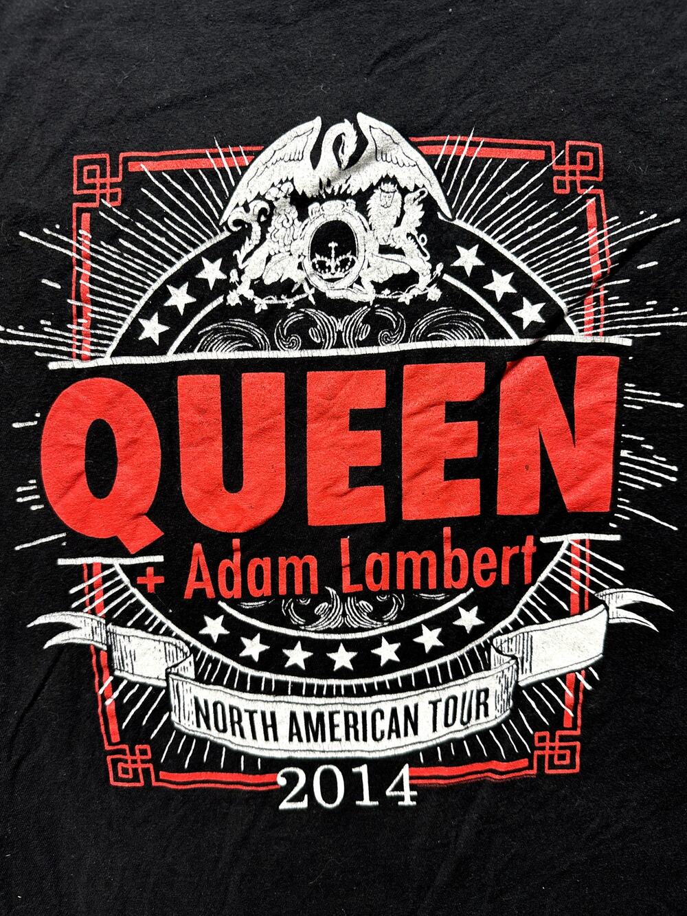 Queen Adam Lambert 2014 North American Tour Concert Graphic T-Shirt Black XL L